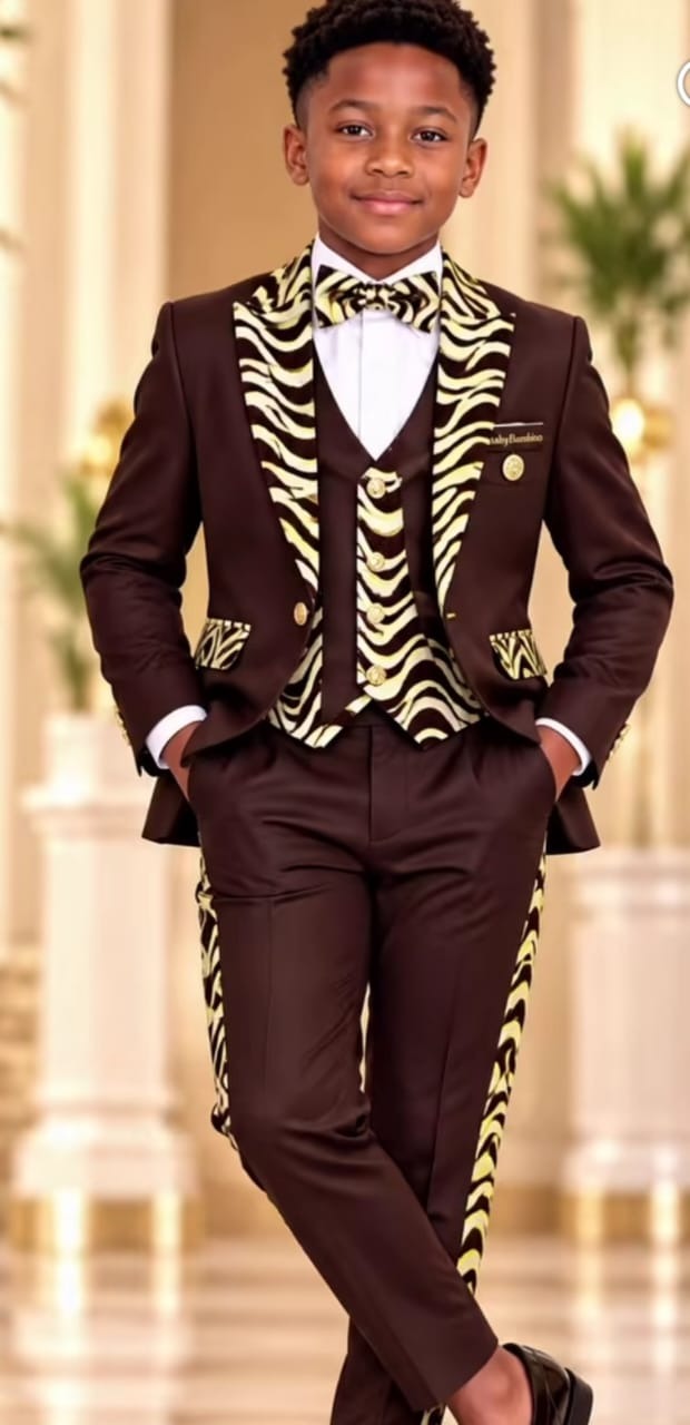 Kid traditional brown 4piece suit